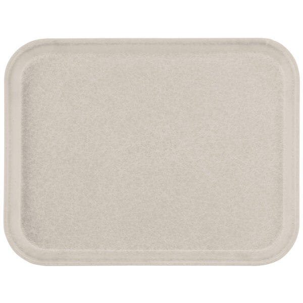 A smoke gray rectangular Glasteel tray.