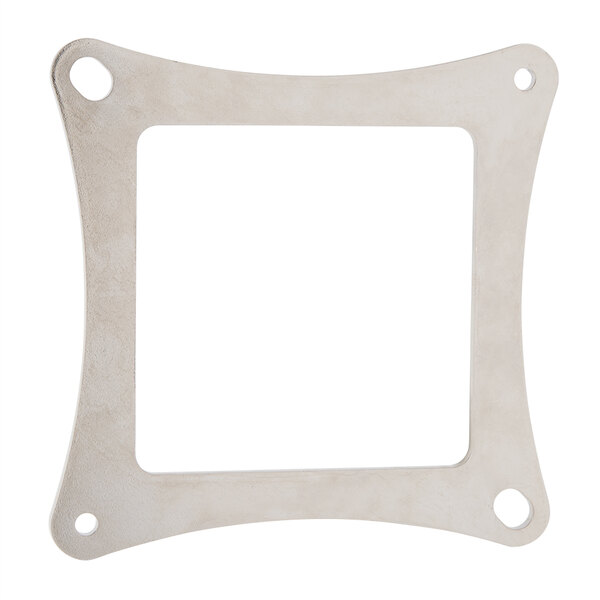 A white square metal plate with holes.