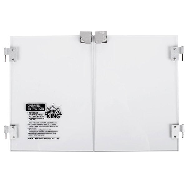 Replacement white plastic doors for Carnival King PM850 8 oz. Popcorn Poppers with metal hinges.