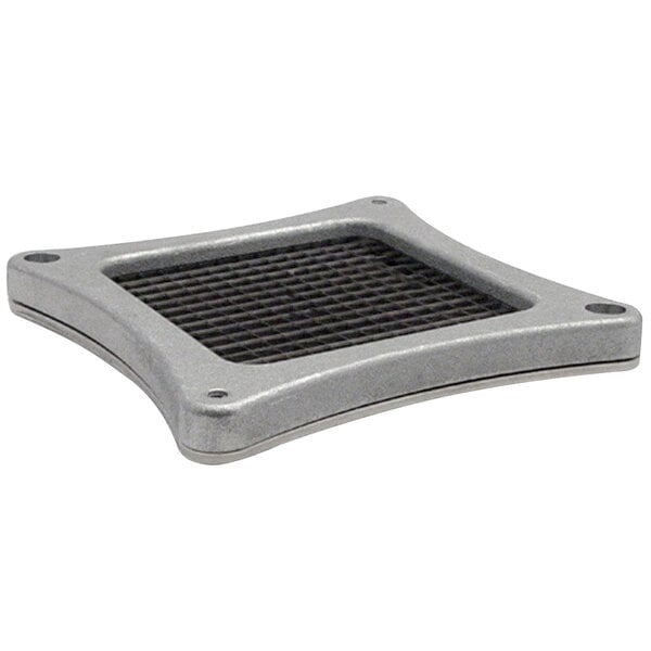 A close-up of a metal square grid.