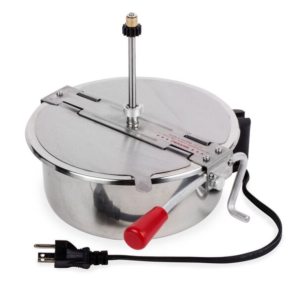 A stainless steel Carnival King replacement kettle with a red handle.