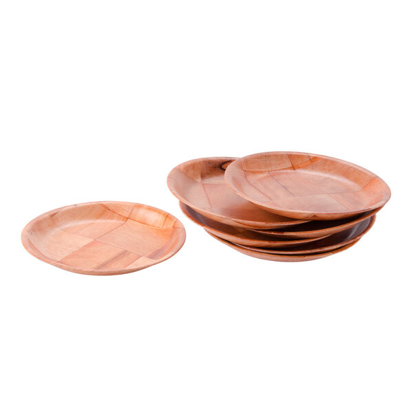 6" Woven Wood Plate 12/Pack