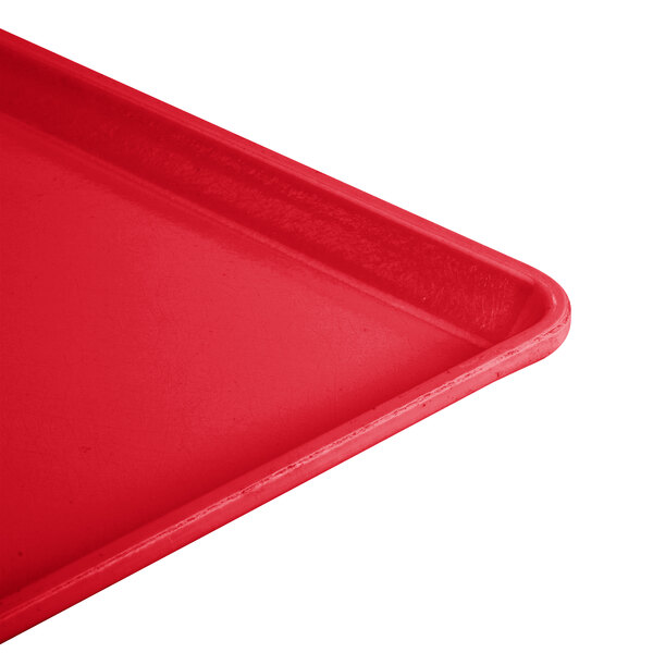 a red tray with a white background