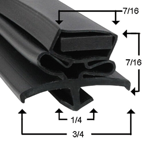 A black rubber True magnetic door gasket with measurements.