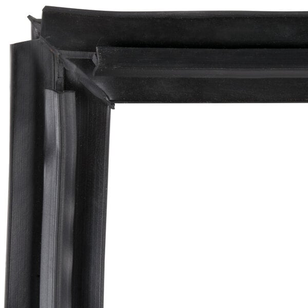 A close-up of a black True 810810 equivalent magnetic door gasket corner.