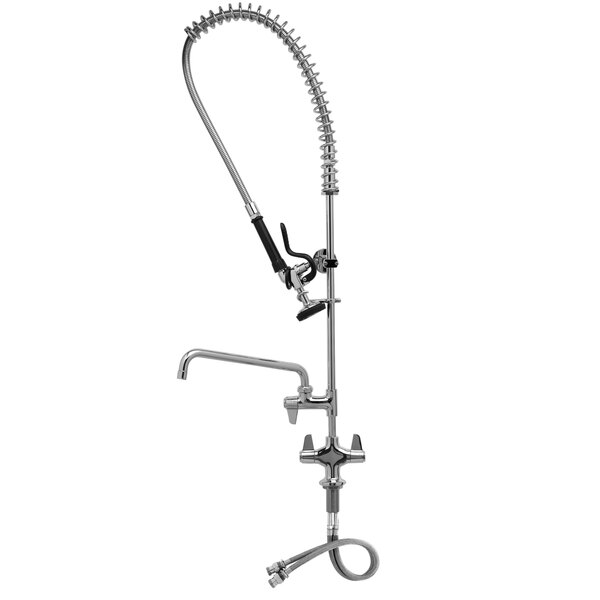 a chrome faucet with a hose