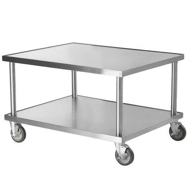 A stainless steel Vollrath equipment stand with casters.