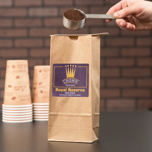 Brown Kraft Paper Coffee Bags w/ Reclosable Tin Tie - 100/Pack (1 lb.)