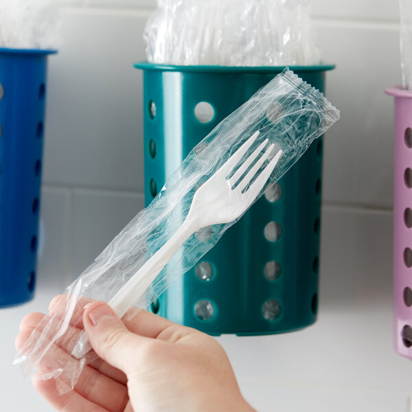 Choice Individually Wrapped Medium Weight White Plastic Fork 1000/Case