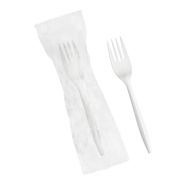 Choice Individually Wrapped Medium Weight White Polypropylene Plastic Fork - 1,000/Case