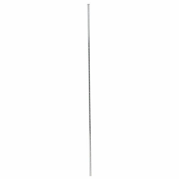 A long thin metal pole with black lines on a white background.