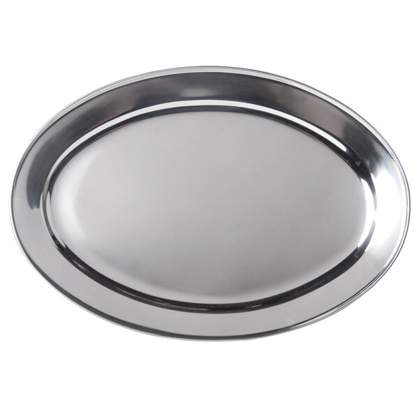 4 X RETRO LARGE SIZE 31x22X1.5CM OVAL bbq party Nickel Plated Metal Serving Tray 