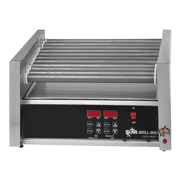 A Star Grill-Max Pro hot dog roller grill with a digital display panel.