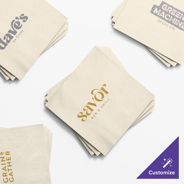 Choice Ecru / Ivory 2-Ply Customizable Beverage / Cocktail Napkin - 1,000/Case