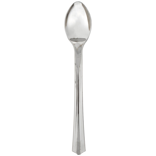 A silver WNA Comet Reflections Petites plastic tasting spoon.
