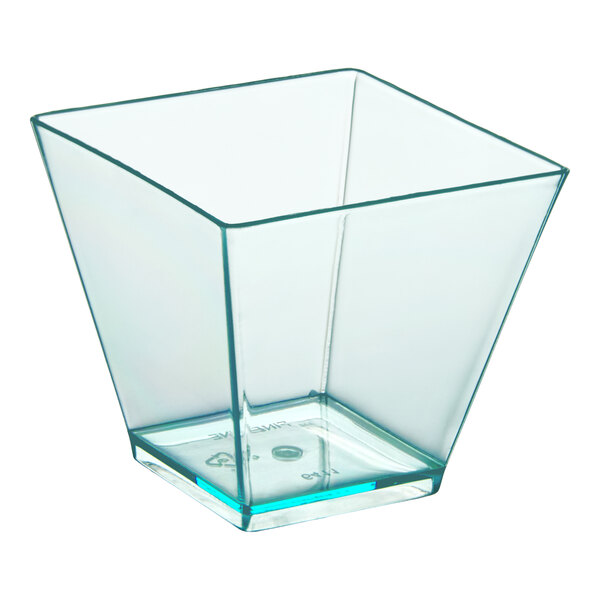 Fineline 6411-GRN Tiny Temptations 2 oz. Tiny Barware Green Plastic Cube Bowl - 200/Case