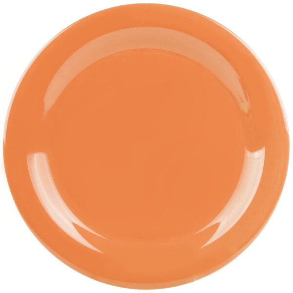 An orange GET Pumpkin Diamond Harvest plate with rolled edges.