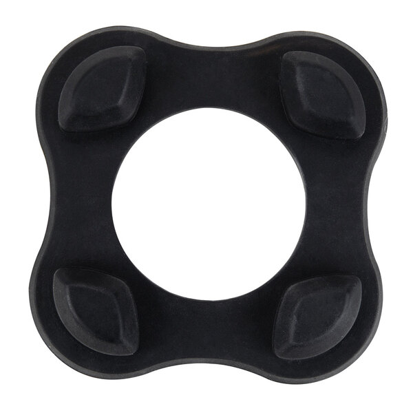 A black rubber jar pad for a Hamilton Beach blender with four holes.