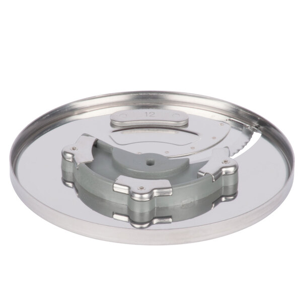 A circular stainless steel Waring slicing disc with a grey circle.