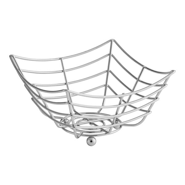 An American Metalcraft chrome square wire basket with a white background.