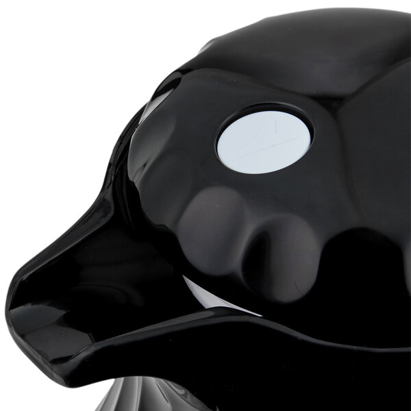 A black plastic Vollrath hot-n-cold beverage server with a white circle on the lid.