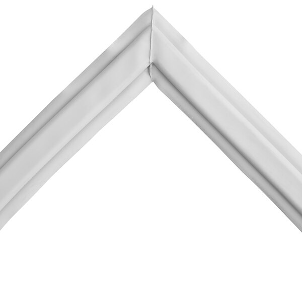 A close-up of a white Avantco vinyl compression lid gasket corner.