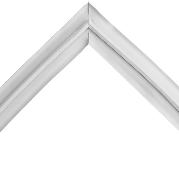A white vinyl compression gasket strip for a refrigeration lid.