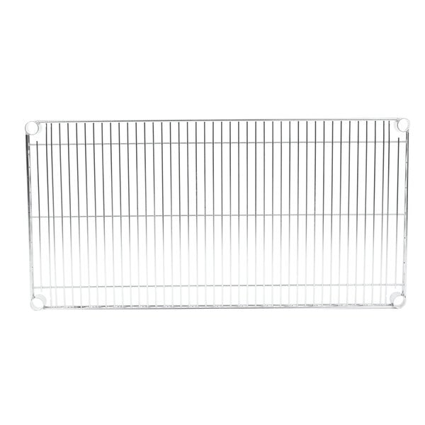 A Metro Super Erecta chrome wire shelf with a white background.
