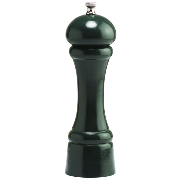 A Chef Specialties pepper mill with a green handle.