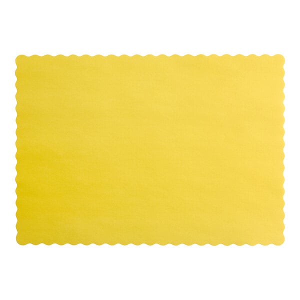 A yellow rectangular paper placemat with scalloped edges.