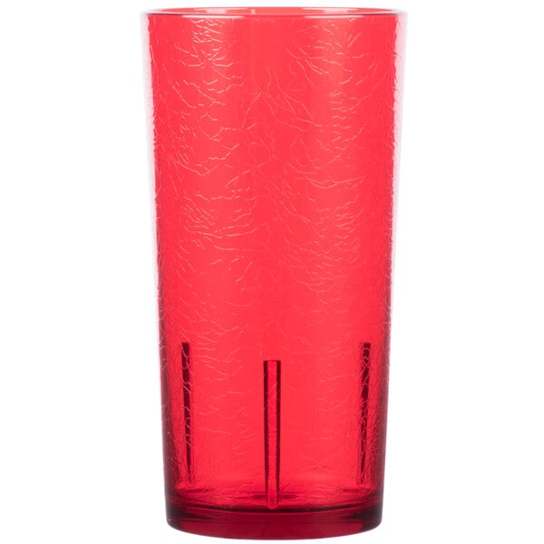 A red customizable plastic tumbler with a textured surface.