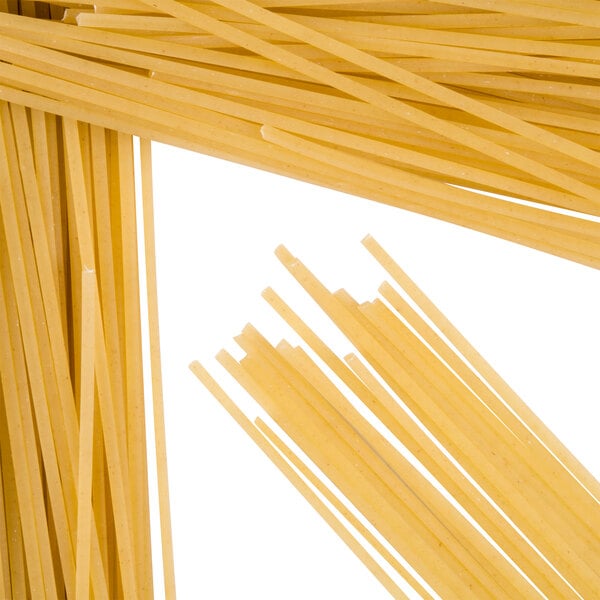 Close up of dry linguine pasta