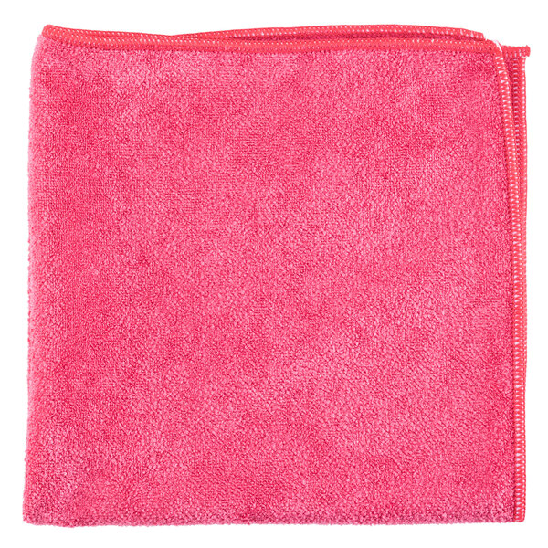 A red Unger SmartColor microfiber cloth.