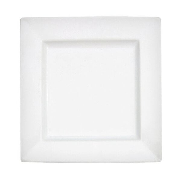 A white square porcelain pasta bowl with a square edge.