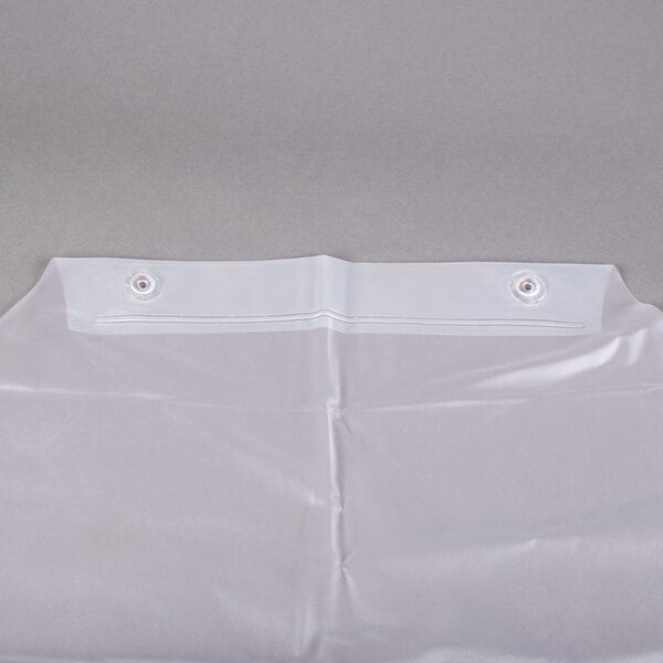 A clear plastic apron with two holes.