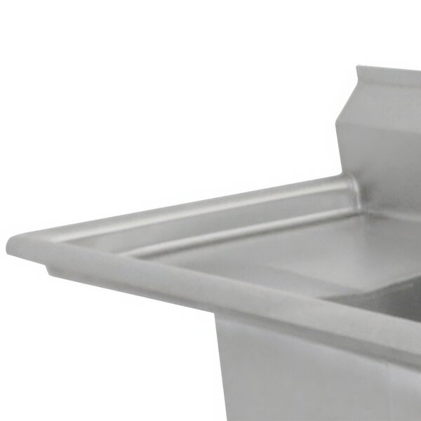 A white Advance Tabco fabricated one compartment pot sink with left drainboard.