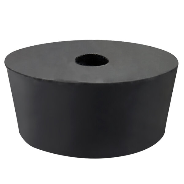 A black rubber cylinder with a hole in it.