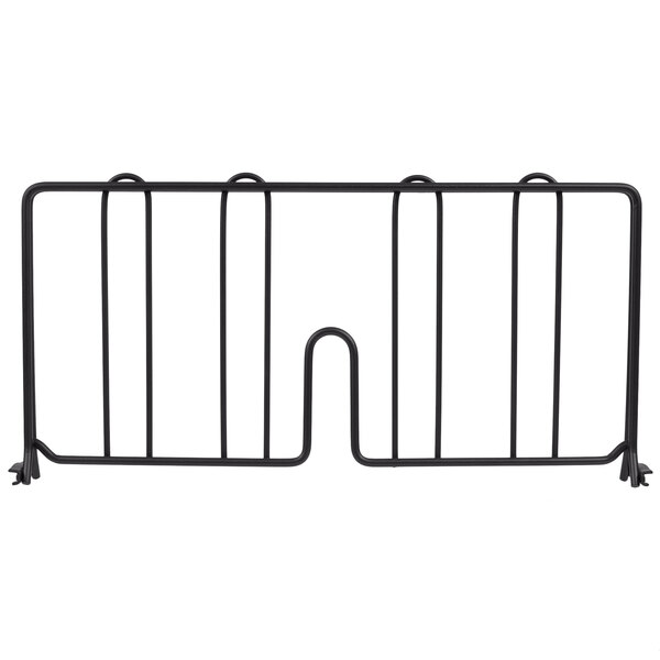 A black Metro wire shelf divider with two bars.