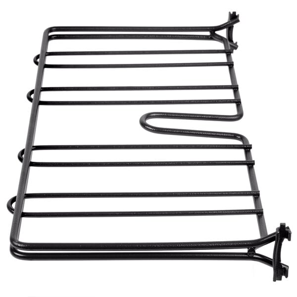 A Metro black metal wire shelf divider with two bars.