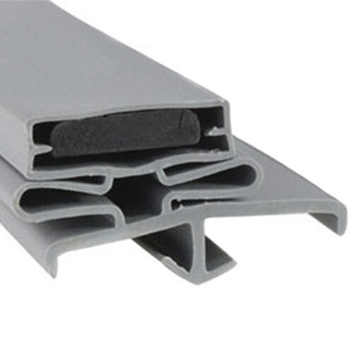 A black rectangular Beverage Air magnetic door gasket with a grey piece of plastic.