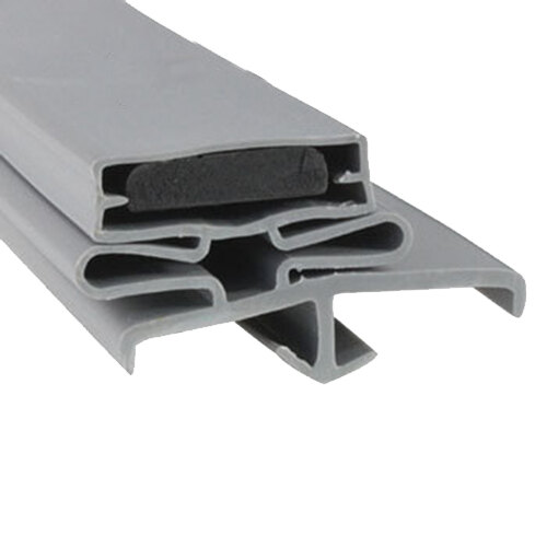 A close-up of a grey plastic Beverage Air door gasket with two holes.
