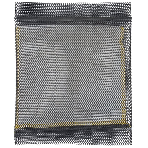 A black mesh bag with yellow and black dots.