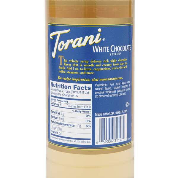 Torani 750 mL White Chocolate Flavoring Syrup