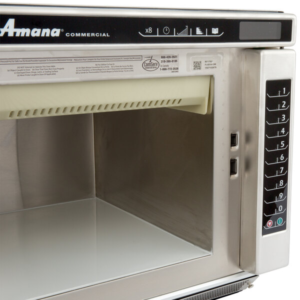 Amana HDC10Y15 Heavy-Duty Stainless Steel Compact Commercial Microwave with  Push Button Controls - 120V, 1000W