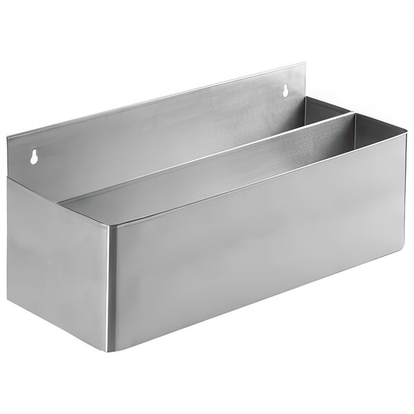 A silver metal double tier speed rail with keyholes.