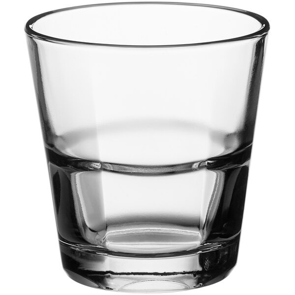 a clear glass with a white background