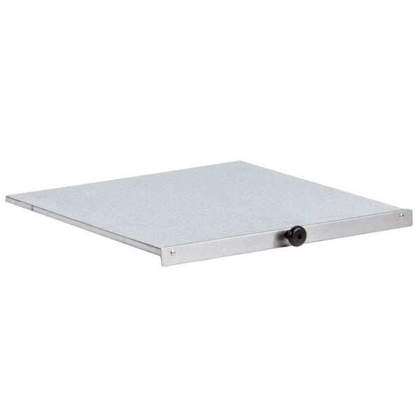 A white metal rectangular tray with a handle.