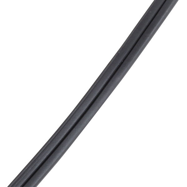 A black rubber power cord with a white background.