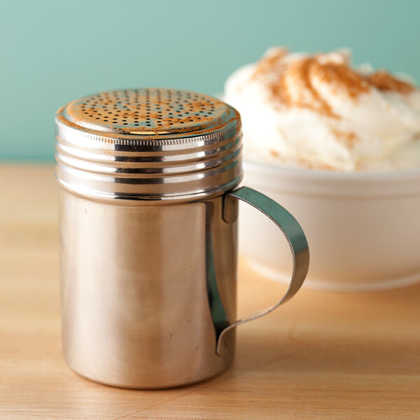 Choice 10 Oz. Stainless Steel Shaker / Dredge With Mesh Top
