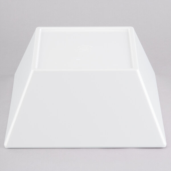 A white rectangular Cal-Mil melamine bowl with a square top.